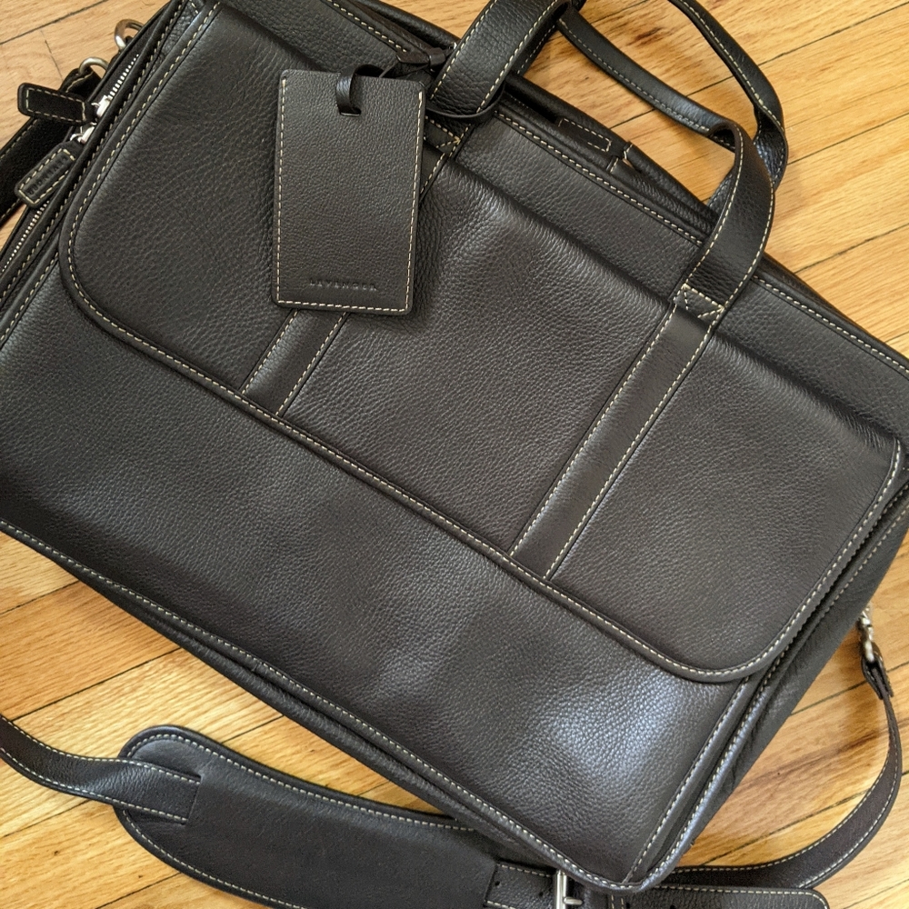 Levenger leather expandable briefcase - mocha brown